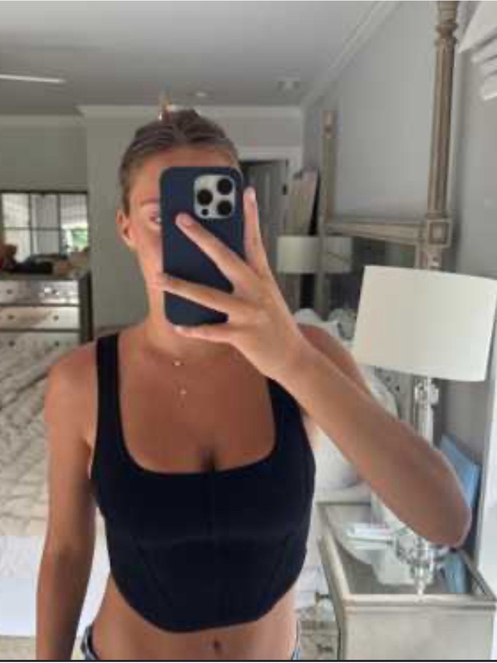 Aritzia Black Square Neck Crop Tank